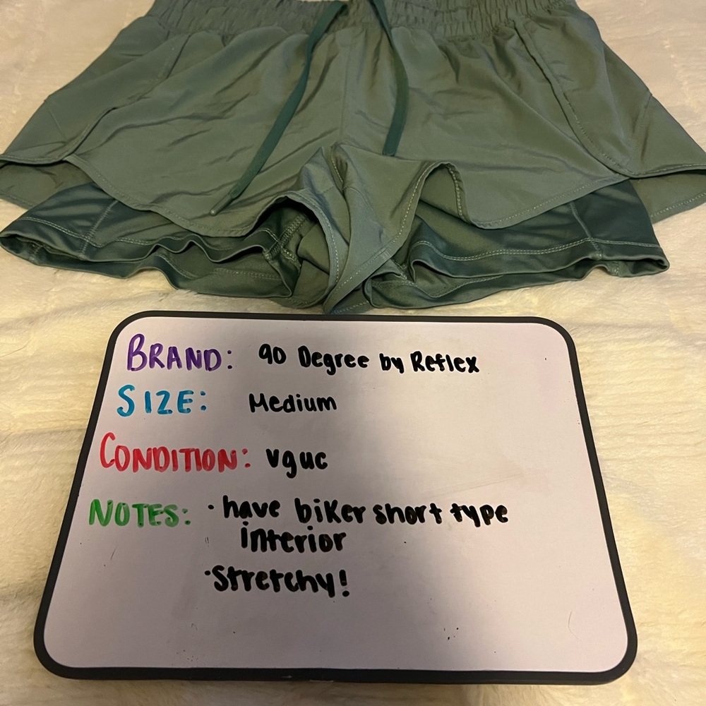90 Degree By Reflex Sage Green Workout Shorts